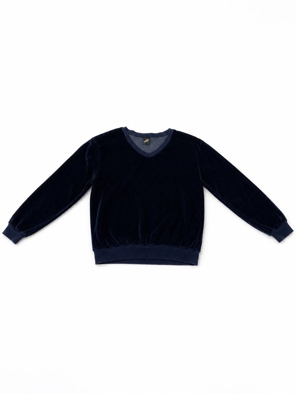 Jantzen Men’s XL Navy Blue Velour V-Neck Pullover Long Sleeve Sweater
